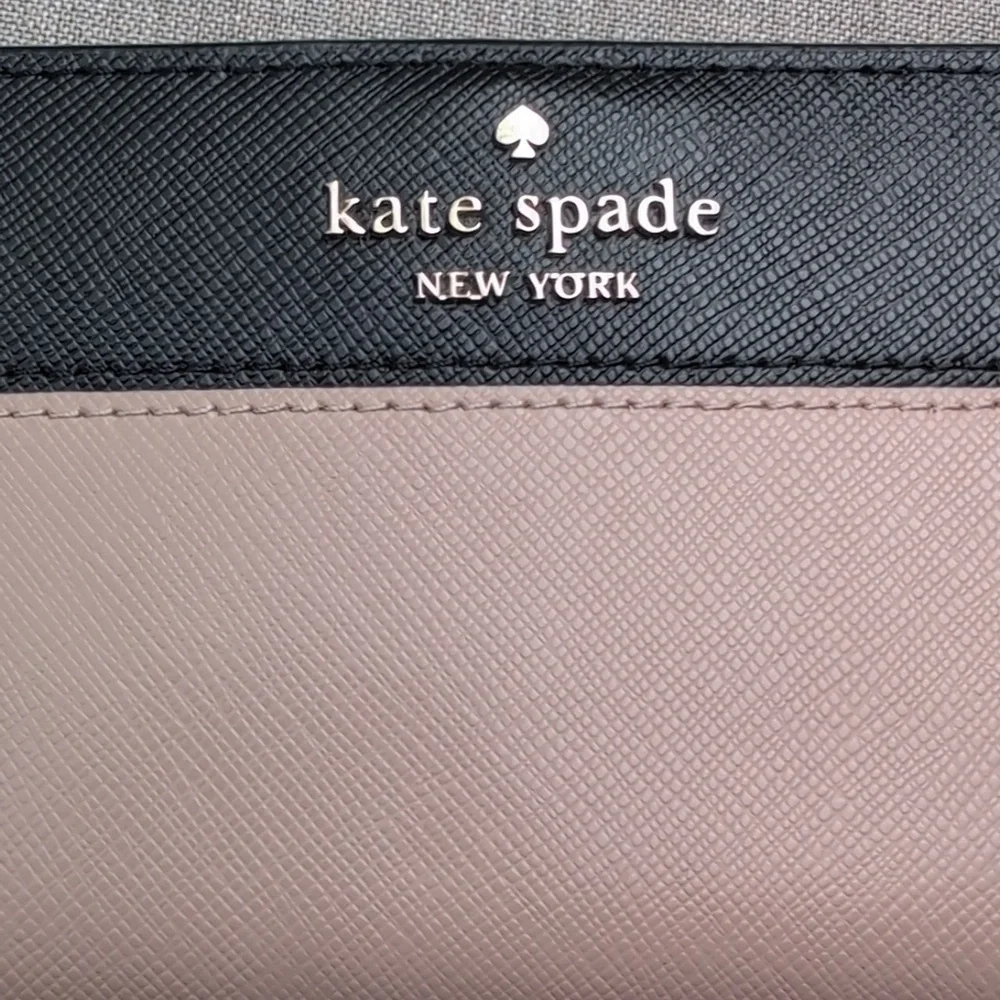 Kate Spade NY Staci Colorblock Large Slim Black, Nude, & Gold Wallet Leather
